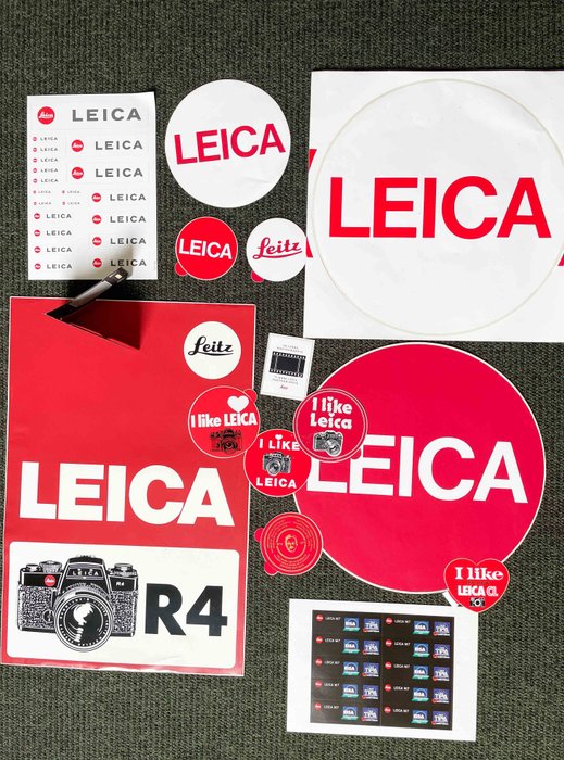 Leica 20 originele Leica stickers, waarvan drie zeer grote stickers Rangefinder søgerkamera  (Ingen mindstepris)