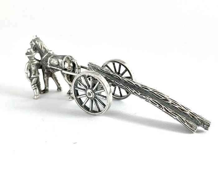 C & A Lesener. Nostalgische handgemaakte miniatuur boomsleper - Miniatuur beeldje - Zilver