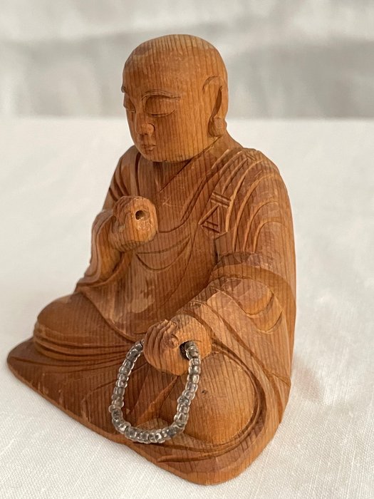 Statue de Bouddha avec Daiza台座/Piédestal: - Wood, Beads - Japan  (No Reserve Price)