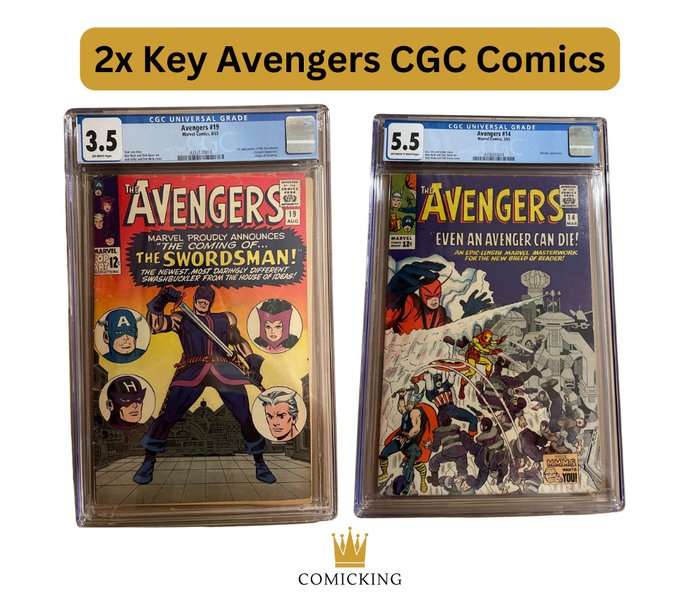 Avengers #14 & #19 - 2x Key Avengers CGC Comics |  1st appearance of the Swordsman. Origin of Hawkeye & Watcher - 2 Graded comic - CGC