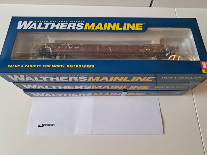 Walthers H0 - 910-55063 - Modelltog godsvogn (3) - 3 godsvogner - CN/GTW