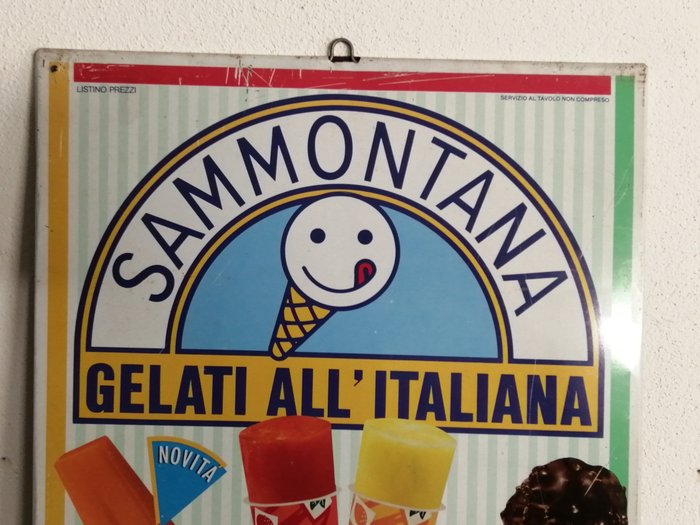 Reklámtábla - Alumínium, "Sammontana" - Fagylaltok - Szitanyomás - 1985-ös évek