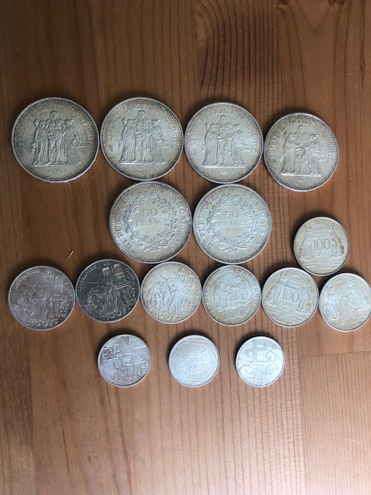 法国. Lot de 16 monnaies en argent  (没有保留价)