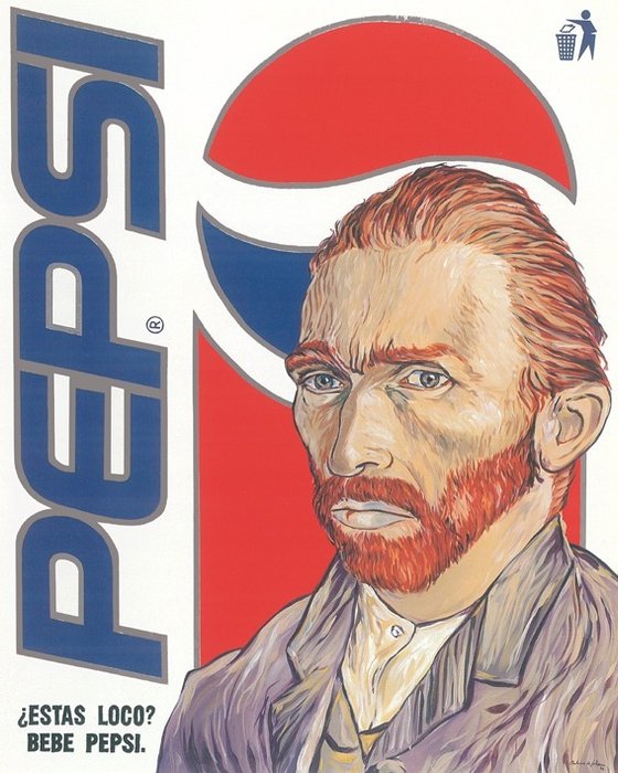 A. Felipe - Pop Art - PEPSI & Van Gogh "¿Estas Loco?, bebe Pepsi" - Unknown