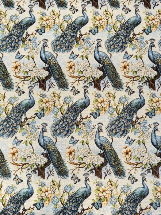 Pavo real floral: exclusivo jacquard gobelino coleccionable - 300 x 280 cm - Tejido de tapicería