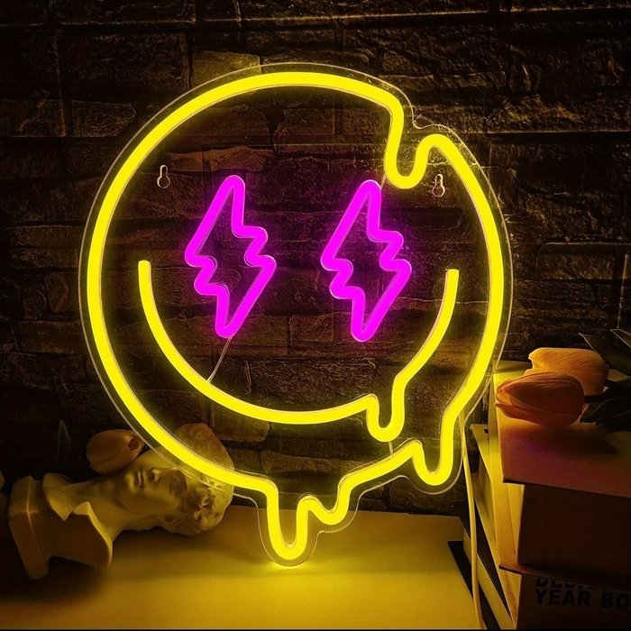 Znak podświetlany - Uśmiech w stylu neonu LED - Plastik, neon