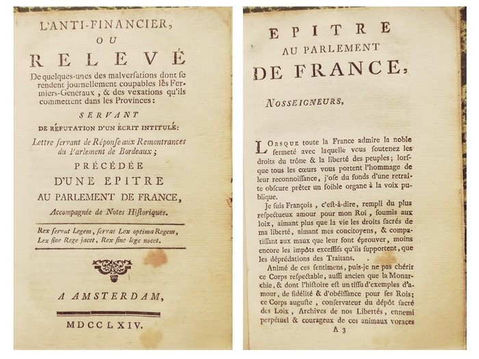 Darigrand Edme Francois. - L'Anti-Financier - 1764
