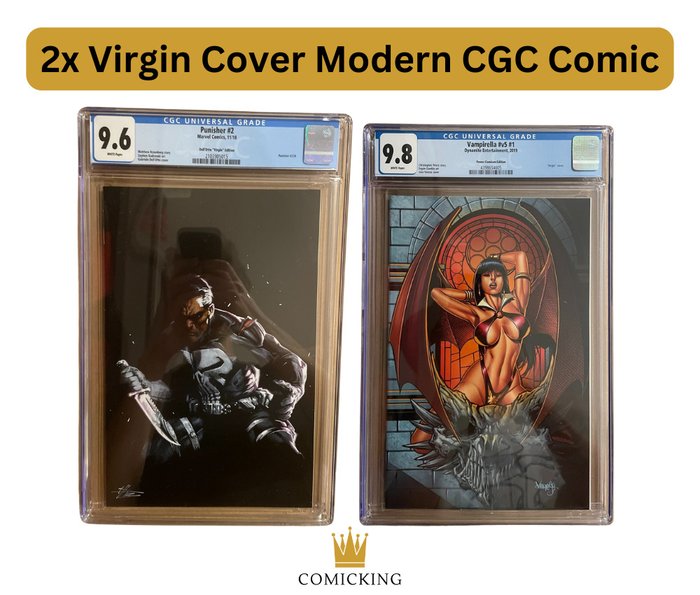 Punisher #2 & Vampirella #v5 #1 - 2x Virgin Cover Modern CGC Comic | Dell'Otto ''Virgin'' Edition & Power Comiccon Edition - 2 Graded comic - CGC