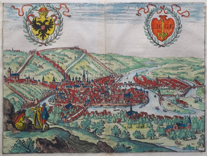 Eurooppa, Asemakaava - Belgia / Liège; L. Guicciardini - Liege - 1612