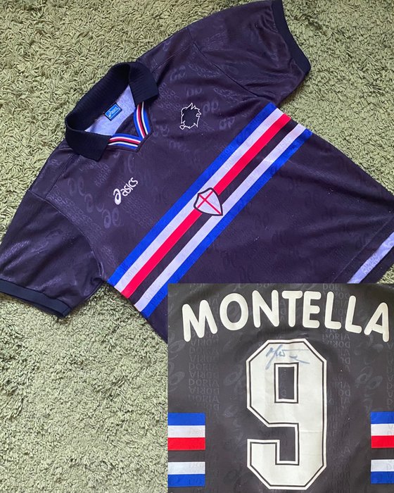 US Sampdoria - Liga italiana de futebol - Montella - 1996 - Camisola de futebol