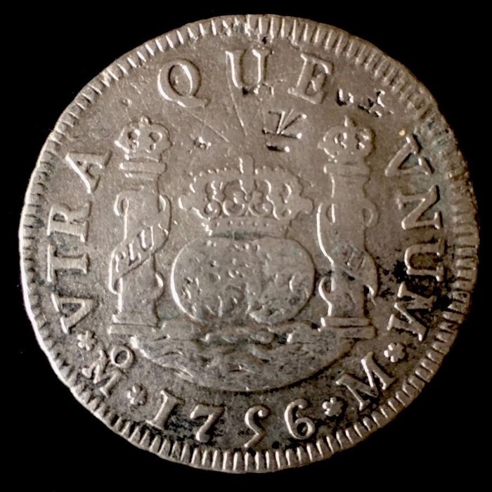 Ισπανία. Fernando VI (1746-1759). 2 Reales - 1756 M - Mexico - Resellos chinos - (R132)  (χωρίς τιμή ασφαλείας)