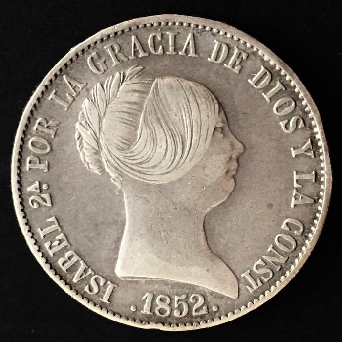 Espanha. Isabel II (1833-1868). 10 Reales - 1852 Sevilla - (R104)  (Sem preço de reserva)