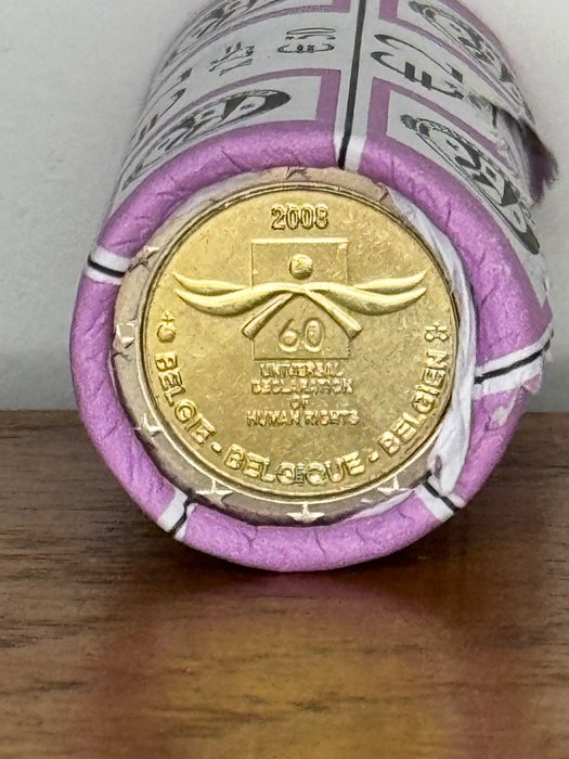 比利時. 2 Euro 2008 "Human Rights" (25 coins) in roll  (沒有保留價)