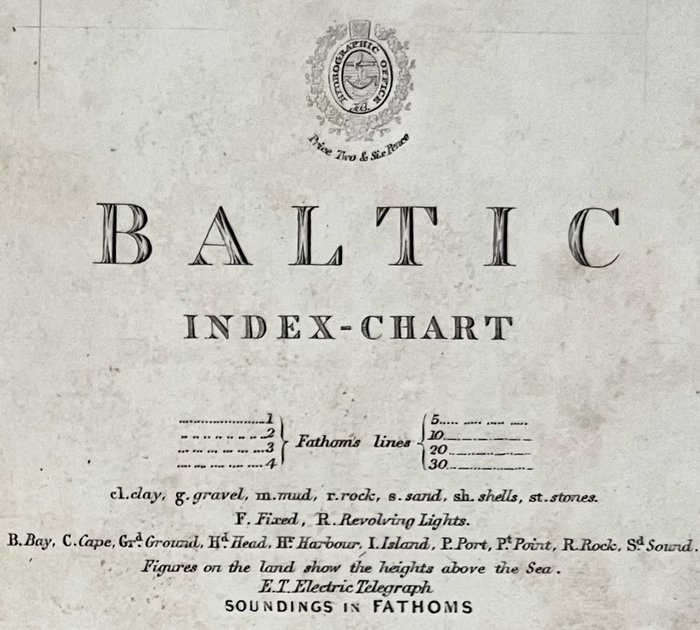 Europa, Mapa - Mar Báltico ou Mar Báltico/Mar Báltico/Mer Baltique/Alemanha/Polônia/Kalingrado/Lituânia/; J. & C. Walker / The United Kingdom Hydrographic Office / J. Arrowsmith - Baltic Sea - Baltic Index-Chart - 1851-1860
