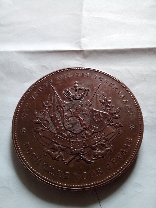 Olanda. Bronze medal 1895 "25 Years Willem III"  (Fără preț de rezervă)