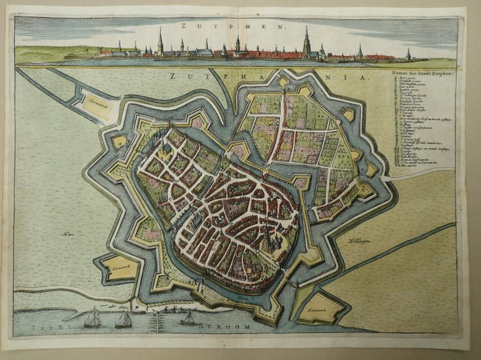 Niederlande, Stadtplan - Zutphen; A. van Slichtenhorst - Zutphen - 1651-1660