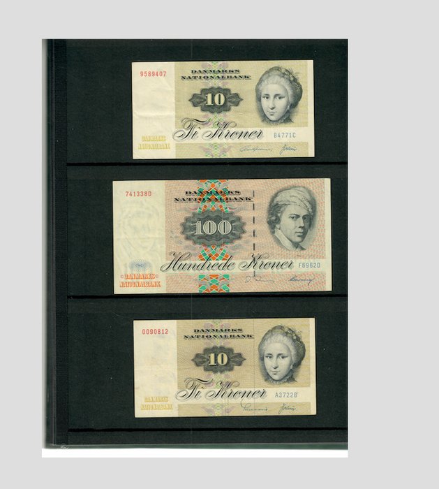 Dinamarca. - 6 banknotes including 10 Kroner 1952 - various dates  (Sin Precio de Reserva)