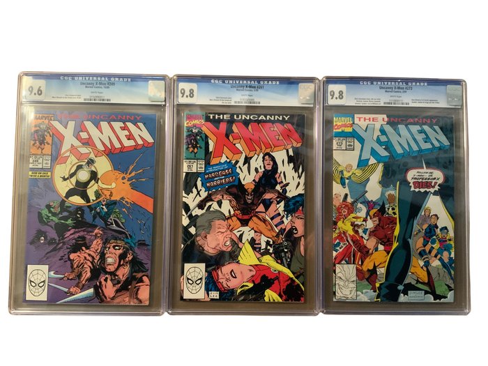 Uncanny X-Men (1963 Series) # 249, 261 & 273 - 3 Graded comic - Pierwsze Wydanie - 1989/1991 - CGC 9.8