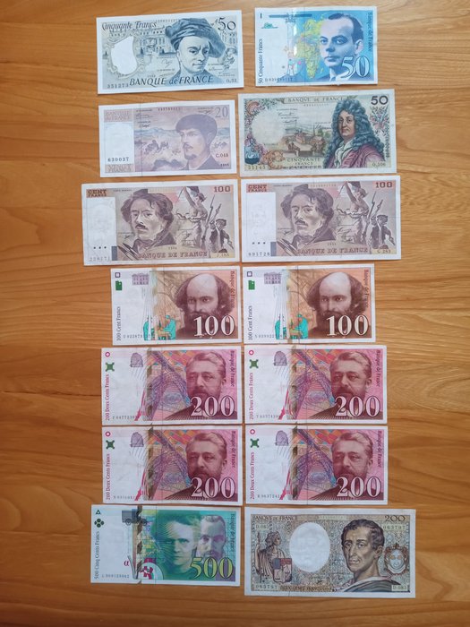 Frankreich. - 14 banknotes - various dates  (Ohne Mindestpreis)