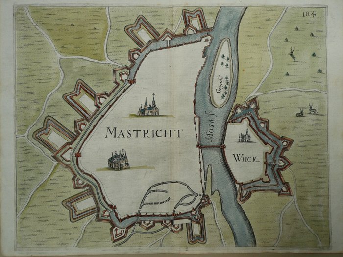 Alankomaat, Asemakaava - Maastricht; G. Gualdo Priorato - Mastricht / Wiick - 1673