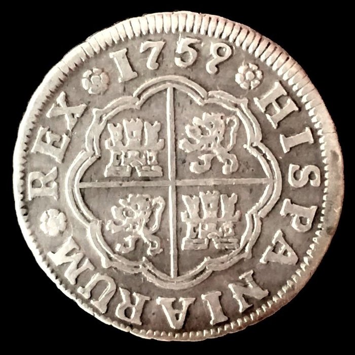 Spanien. Fernando VI (1746-1759). Real - 1759 JV - Sevilla - (R125)  (Utan reservationspris)