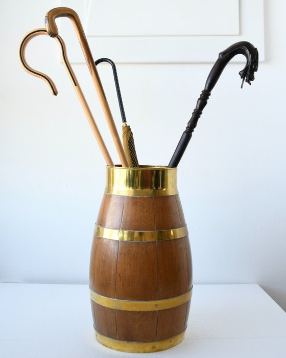  器皿 - 木, 橡木, 銅, 黃銅, 桶 - 傘架/傘架 - 1910-1920 