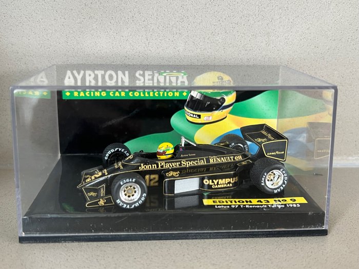 Minichamps 1:43 - Modelbil - Ayrton Senna Collection Lotus 97 T-Renault 1985 - Begrænset udgave