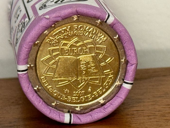 Belgien. 2 Euro 2007 "Trattati di Roma" (25 coins) in roll  (Utan reservationspris)