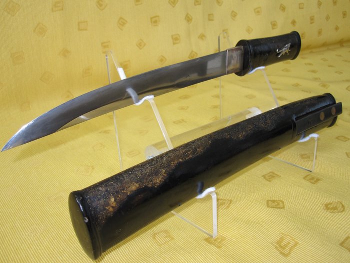 Katana - Japonia - Antyczny japoński miecz unokubi-zukuri tanto w aikuchi koshirae