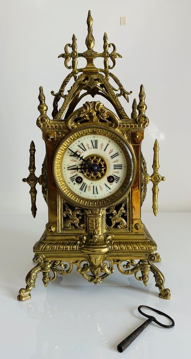 壁炉架时钟 -   黄铜 - 1910-1920