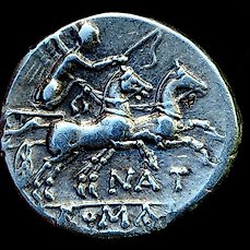 Romeinse Republiek. Pinarius Natta. 155 BC. Denarius 155 B.C.