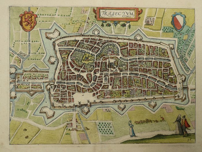 荷兰, 城镇规划 - 乌得勒支; Lodovico Guicciardini / W. Blaeu - Trajectum - 1601-1620