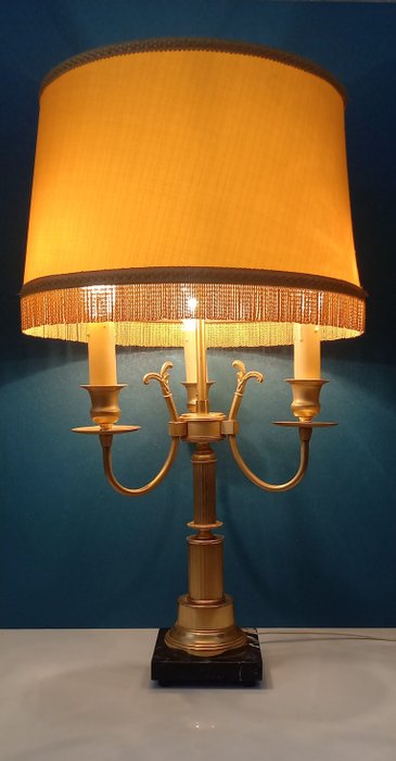 Lampă  de masă - Sticla cu apa calda in stil Maison Charles - Alamă, Bronz, Marmură