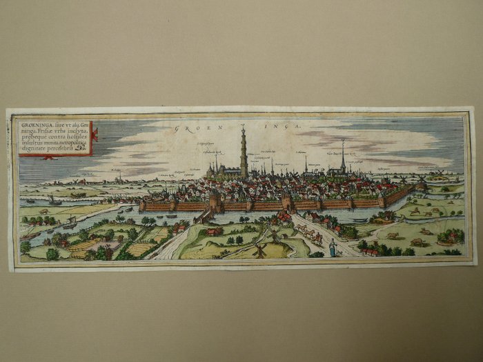 Netherlands, Town plan - Groningen; G. Braun / F.Hogenberg - Groeninga - 1561-1580