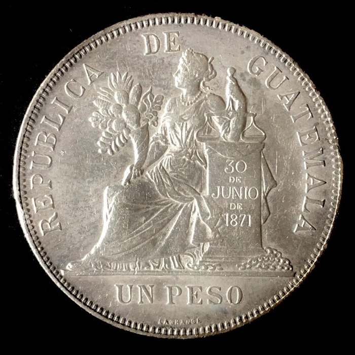 瓜地馬拉. 1 Peso - 1897 - (R131)  (沒有保留價)