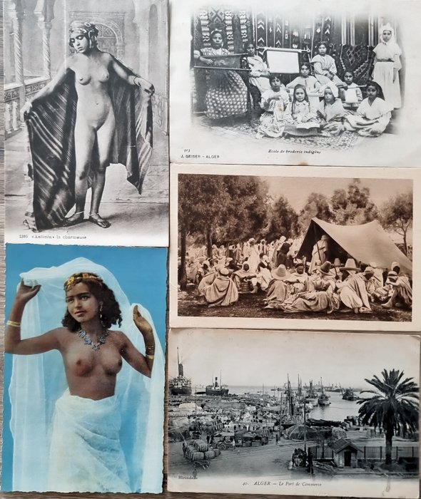Algeria, Marokko, Tunisia - Etninen alastonkuva, Naisen muotokuva, Elämänkohtaus, Kohtaus ja tyyppi, Kaupunki, Lapsi, Pieni - Postikortti (81) - 1900-1930