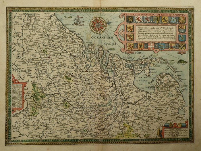 Niederlande, Landkarte - Belgien“, Luxemburg; Lodovico Guicciardini / W. Blaeu - Belgicarum Provinciarum nova descriptio - 1601-1620