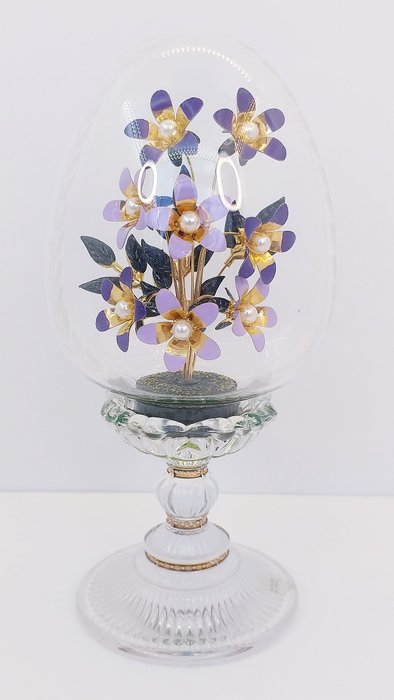 法貝熱彩蛋 - 法貝熱/富蘭克林鑄幣廠的《紫羅蘭花束》 - 水晶, 鍍金