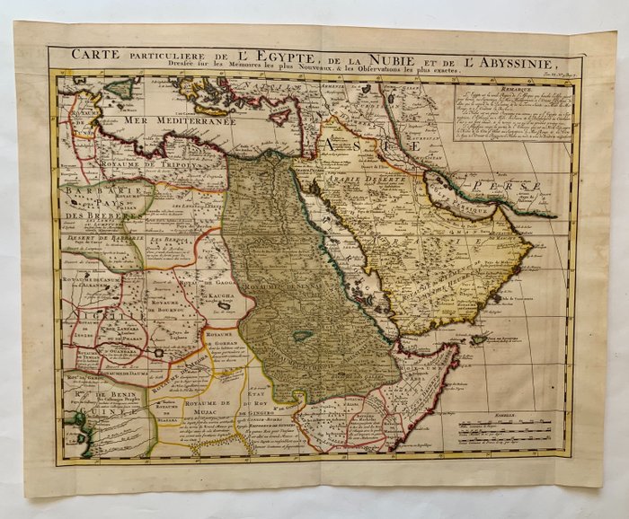 非洲, 地图 - 中东 / 埃及 / 突尼斯; H. Chatelain - Carte particuliere de l'Egypte, de la Nubie et de l'Abyssinie. - 1701-1720