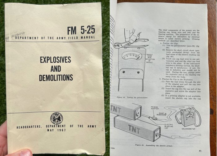United States of America - US Vietnam War Army Manual ''Explosives - Boobytraps - Engineer'' - Viet Cong - Tunnel warfare - 1967