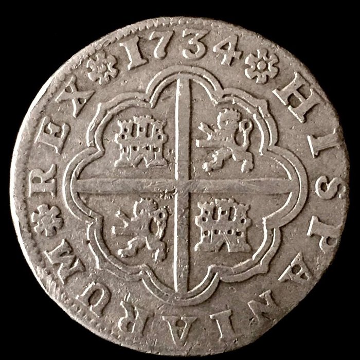 西班牙. Felipe V (1700-1746). 2 Reales - 1734 PA - Sevilla (R121)  (沒有保留價)