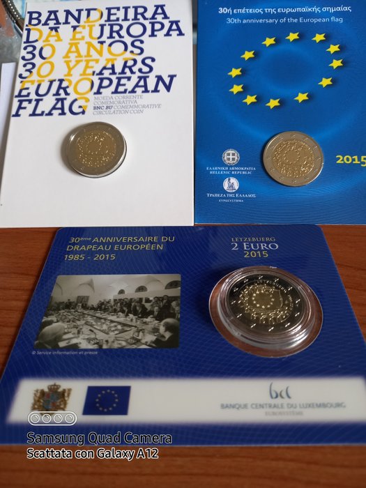 歐洲. 2 Euro 2015 "30 Years European Flag" (3 monete)  (沒有保留價)