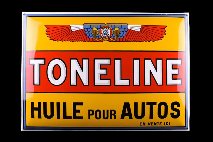 Sign - XXL Toneline "Huile pour autos"; RARE; 700mm; emaille; collectable; craftmanship