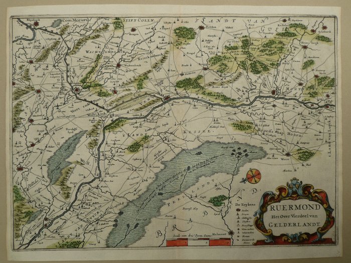 Paesi Bassi, Mappa - Limburgo, Venlo, Roermond, Gennep; Nic. van Geelkercken / Arend van Slichtenhorst. - Ruermond Het Over Vierdeel van Gelderlandt - 1651-1660