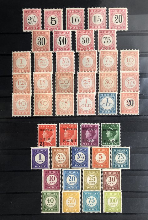 Hollandsk Østindien 1882/1946 - Hollandsk Indien 4 komplet serie af frimærker - Portzegels tussen NVPH P5 en P65