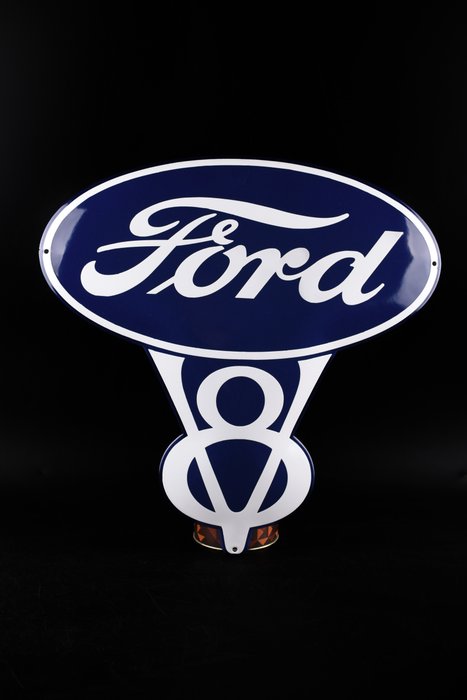Sign - Ford - Ford V8 enamel sign, 450mm; exclusive look on the wall!