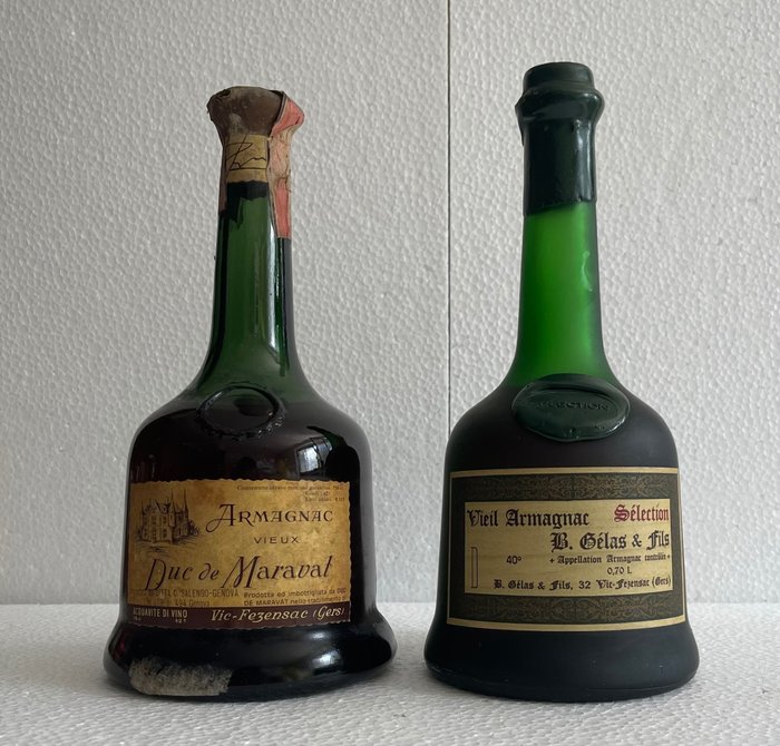 Duc de Maravat, Gélas - Sélection + Vieux Armagnac  - b. Década de 1970 - 70 cl, 75 cl - 2 botellas