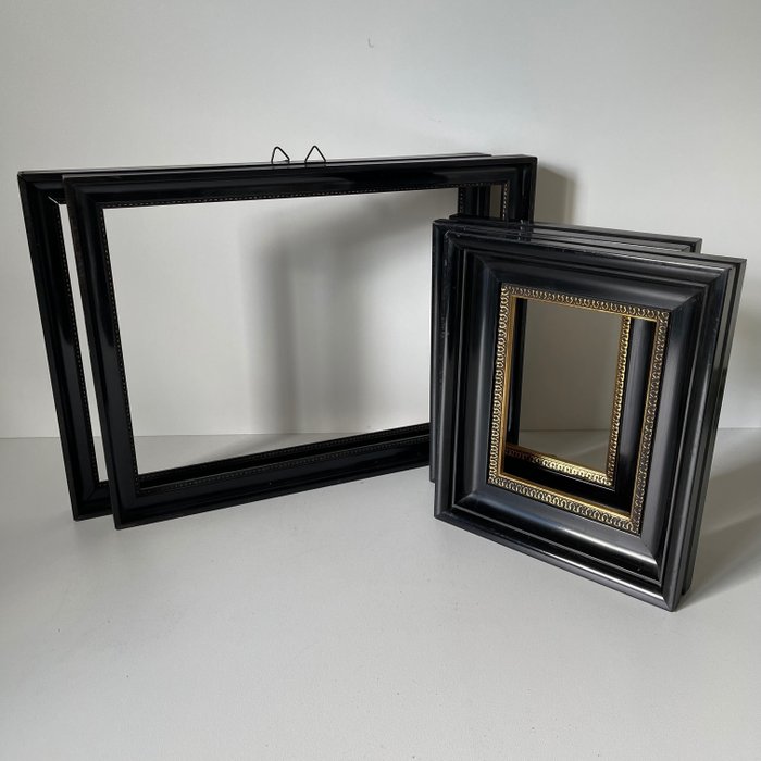 框架 (4)  - 木, 黑色/镀金漆