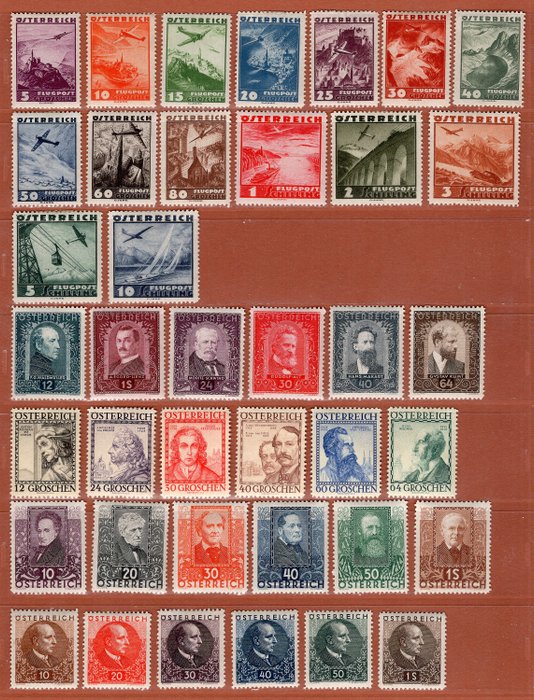 Österrike 1928/1934 - 8 kompletta uppsättningar av den första republiken