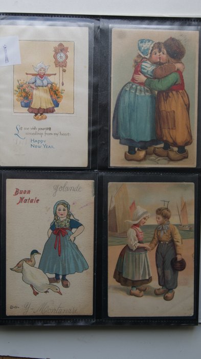 2 Álbuns Hollandaise - de editoras desconhecidas, tipicamente holandeses, tamancos, tulipas e trajes - Álbum de postais (150) - 1900-1950